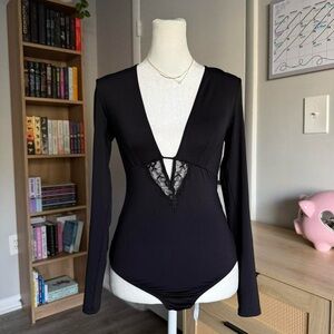 inc international concepts black long sleeve bodysuit